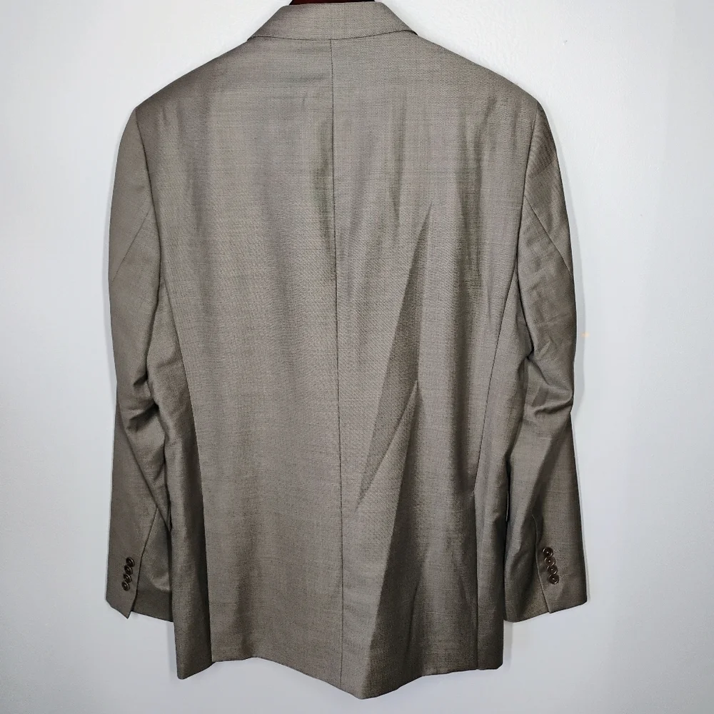 Ermenegildo Zegna Saks Fifth Avenue Suit Blazer 44 L Slim‎ Fit Taupe Wool Italy